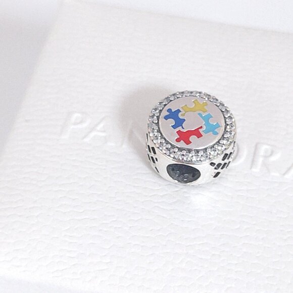 Pandora Autism Awareness Puzzle Charm Bead S925 Silver with box - Picture 7 of 8